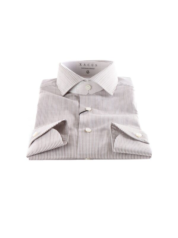 Xacus Camicie Classiche Uomo Marrone/bianco337621