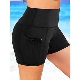 Women's Swimwear Swim Shorts Normal Swimsuit Solid Color Pocket Black White Gray Bathing Suits Beach Wear Summer Sports9470253