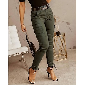 Women's Tactical Cargo Joggers Pants Trousers Cotton Blend Black Green Gray Basic Casual Lounge Mid Waist Work Vacation Full Length Micro-elastic Plain Comfort8791059