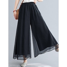 Women's Wide Leg Chinos Pants Trousers Black White Pink Stylish Casual Comfort Mid Waist Wide Leg High Cut Daily Vacation Going out Full Length Micro-elastic P9601303