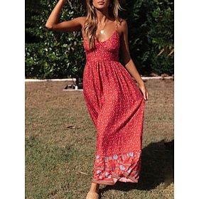 Women's Strap Dress A Line Dress Floral Dress Long Dress Maxi Dress Bohemian Casual Floral Backless Strappy Daily Holiday Date Strap Sleeveless Dress Regular F9523307