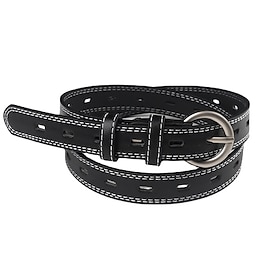 Women's Unisex PU Leather PU Buckle Belt Plain Prong Buckle Party Work Classic Casual Black White Brown9315799