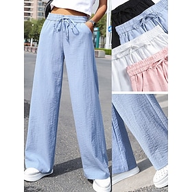 Women's Wide Leg Pants Trousers Black White Pink Fashion Streetwear High Waist Pocket Street Daily Daily Wear Full Length Micro-elastic Plain Comfort M L XL 2X9607298