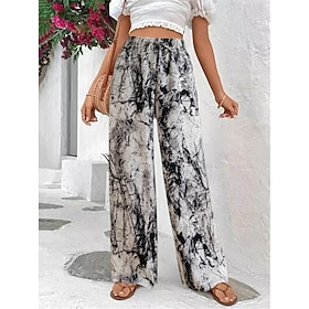 Women's Wide Leg Chiffon Black 1# Black 2# Black 3# Stylish Chino High Waist Wide Leg Print Casual Full Length Micro-elastic Graphic Comfortable S M L XL9562400