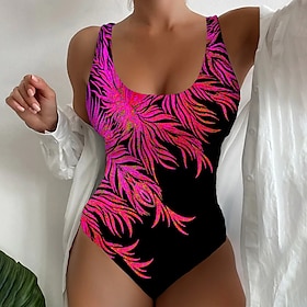 Women's Swimwear One Piece Normal Swimsuit Floral Printing Yellow Pink Blue Bodysuit Bathing Suits Beach Wear Summer Sports9566163