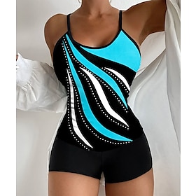 Women's Swimwear Tankini 2 Piece Normal Swimsuit Graphic 2 Piece Printing Yellow Pink Blue Purple Bathing Suits Beach Wear Summer Sports9504105