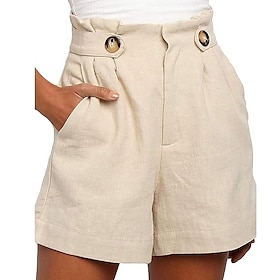 Women's Wide Leg Slacks Shorts Bermuda shorts Green Beige Black Basic Lightweight Casual Mid Waist Solid Colored S M L XL XXL / Slim8026604