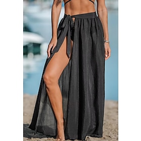 Women's Swimwear Normal Cover Up Swim Shorts Beach Bottom wrap Swimsuit Solid Color Lace up Quick Dry Black White Bathing Suits Fashion Beach Wear Sports9533917