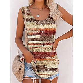 Women's Tank Top Pink Blue Brown Print Tie Dye Casual Sleeveless U Neck Basic Regular S9588774