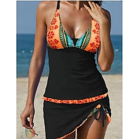 Women's Swimwear Swim Dress Normal Swimsuit Graphic Leopard Ruched Printing Black Blue Orange Brown Green Bathing Suits Summer Sports9443173