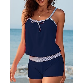 Women's Swimwear Tankini 2 Piece Normal Swimsuit Plain 2 Piece Red Navy Blue Blue Orange Bathing Suits Beach Wear Summer Sports9519426