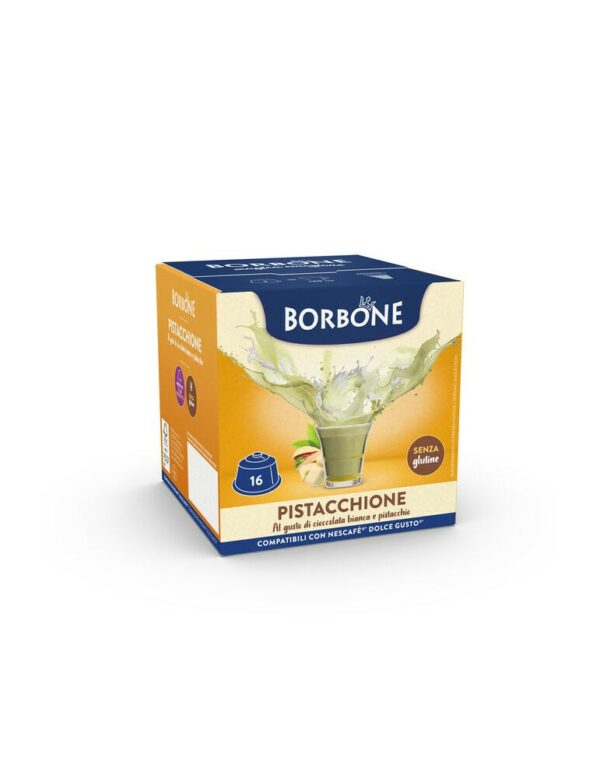 16 capsule borbone compatibili nescafè®* dolce gusto®* - pistacchione - cioccolata bianca e pistacchio345