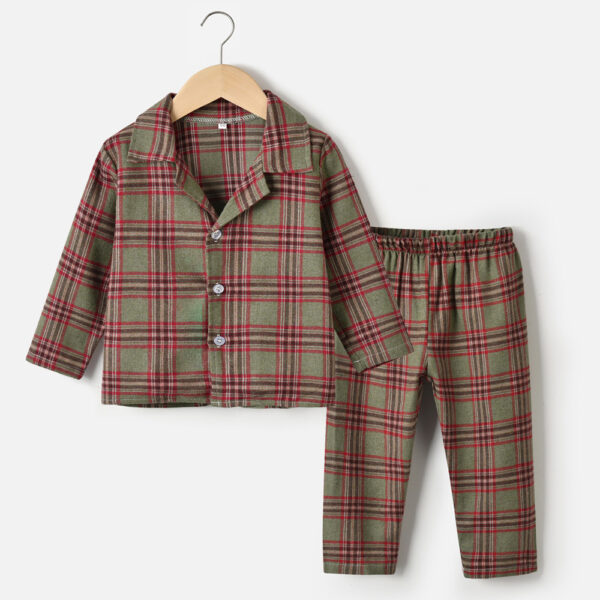 4-6 anni Unisex Autunno cotone Regolare 2 Pcs Moderare Plaid Casa Impostato pigiama Ragazzi e ragazze22895468