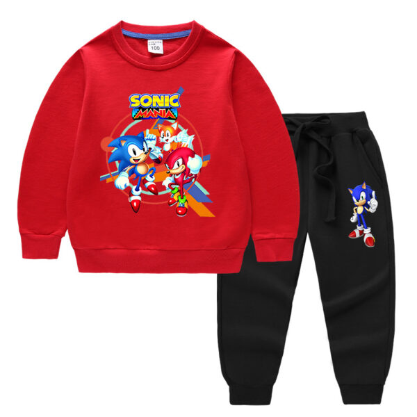 7-14 anni Ragazze Autunno Puro cotone maglione Pantaloni lunghi Animal Sport Manica lunga Stampa a caldo Girocollo Regolare Sonic 2 Pcs senza cappucc18872165