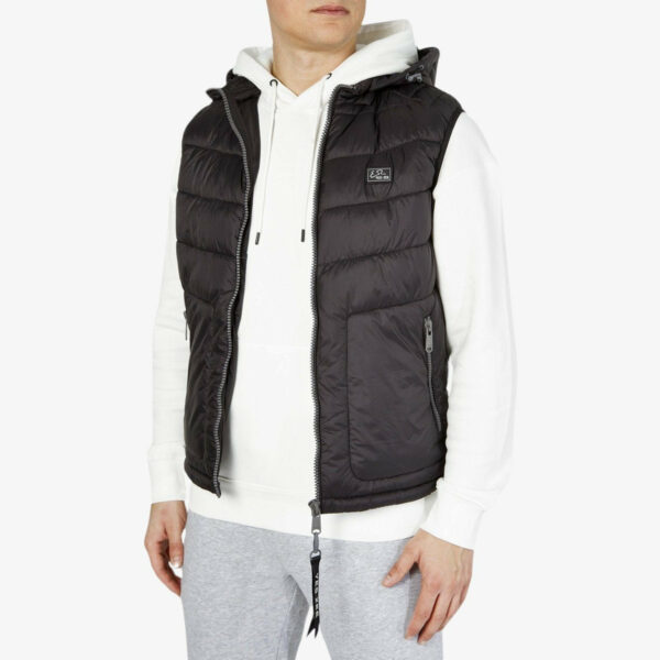 Yes Zee Gilet Piumino Full Zip Con Cappuccio Nero Uomo48731485634887