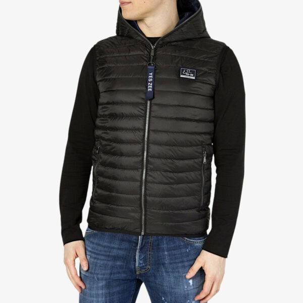 Yes Zee Gilet Full Zip Con Cappuccio Nero Uomo43024698048665