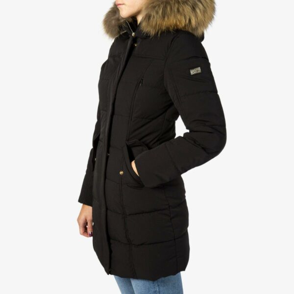 Yes Zee Giubbotto Parka Lungo Full Zip Con Cappuccio Con Pelo Rimovibile Nero Woman42723399598233