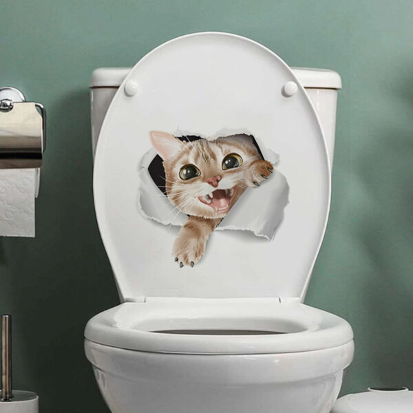 YF012-W Gatto rotto Adesivo da parete Adesivo da toilette Adesivo da parete Decorazione da bagno Adesivo da parete Adesivo da parete rimovibile autoa33744451