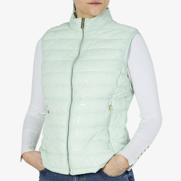 Yes Zee Gilet Piumino Full Zip Stampa Logo All-over Verde Chiaro Woman43019799560345