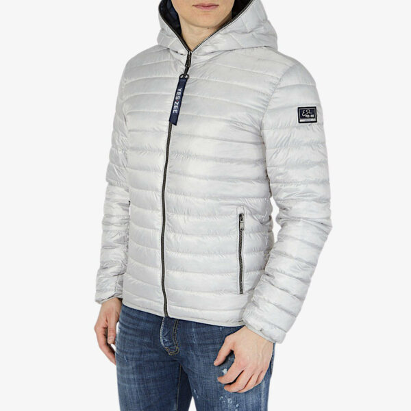 Yes Zee Piumino Leggero Full Zip Con Cappuccio Grigio Chiaro Uomo43024696869017