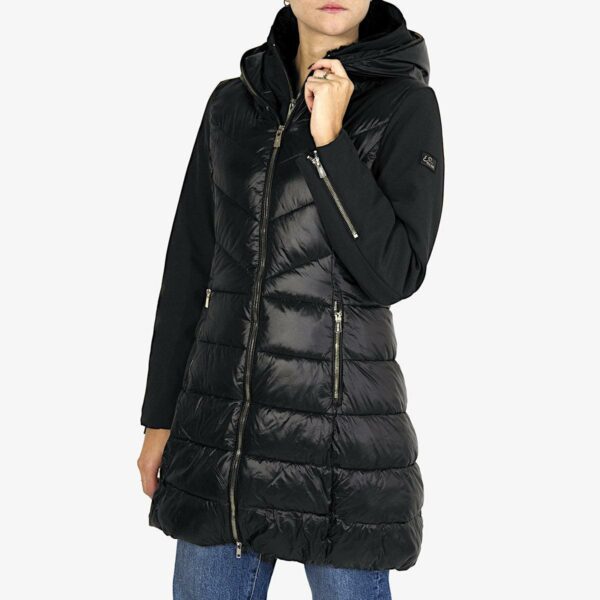 Yes Zee Parka Lucido Full Zip Con Cappuccio E Maniche Sofshell Nero Woman42725920702617