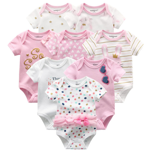 2020 Estate Neonato Ragazza Manica Corta Pagliaccetto Vestiti 8 PZ/LOTTO Abbigliamento In Cotone Per Le Ragazze Dei Ragazzi Cute Cartoon tute 0-12 M16090013