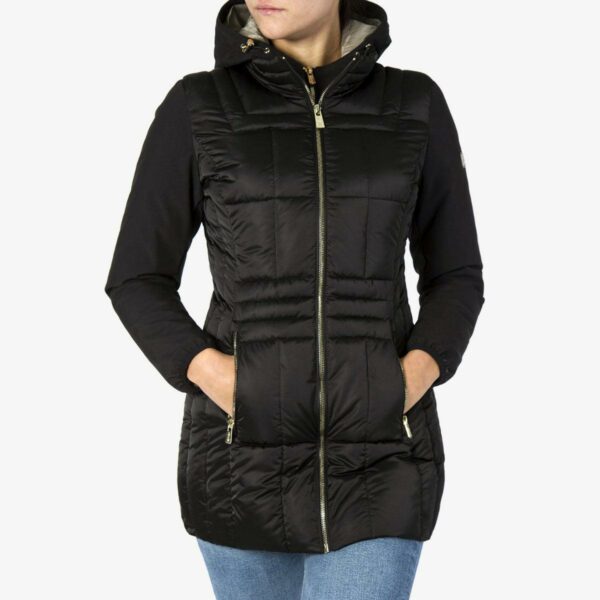 Yes Zee Piumino Full Zip Con Cappuccio Removibile E Maniche In Soft Shell Nero Woman42668533645465