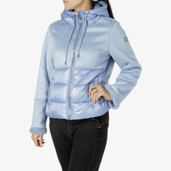 Yes Zee Giacca Montone Full Zip Con Cappuccio Con Inserti Trapuntati Azzurro Woman48701613637959