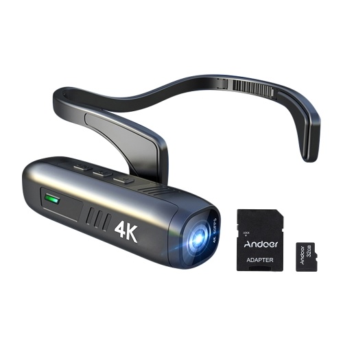 4K 30FPS Fotocamera montata sulla testa Videocamera WiFi indossabile Videocamera Camcorder Webcam + Andoer 32GB Classe 10 Scheda di memoria Scheda di TF Adattatore per scheda di TF5bef226469996f651e404c53796a2e4b9bb9efc6