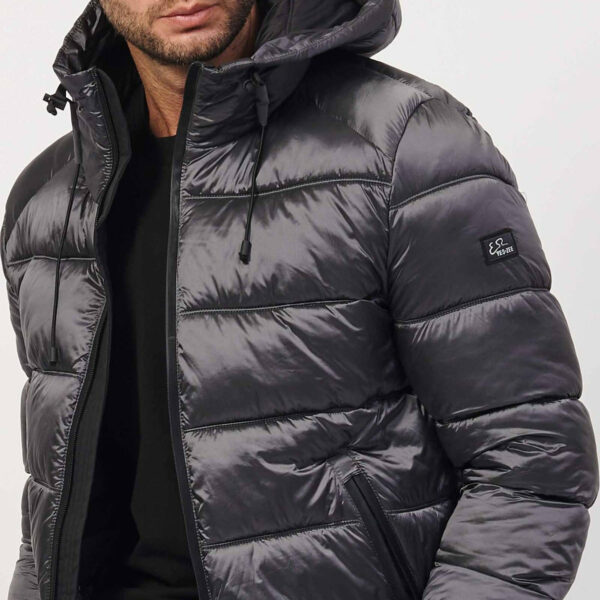 Yes Zee Piumino Lucido Full Zip Con Cappuccio Grigio Scuro Uomo48731486159175