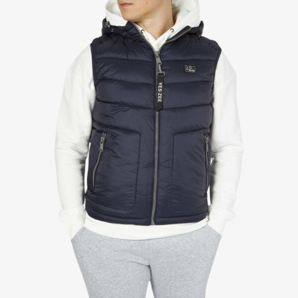 Yes Zee Gilet Piumino Full Zip Con Cappuccio Blu Uomo48731485765959