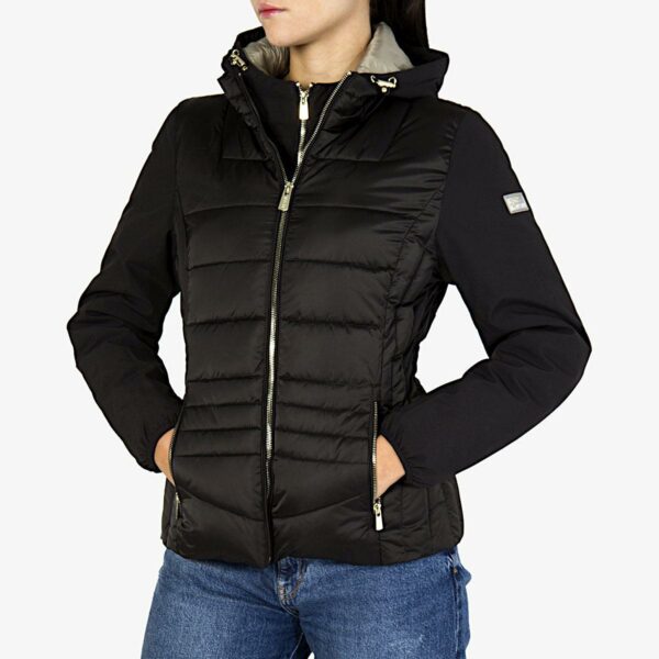 Yes Zee Piumino Corto Full Zip Con Cappuccio Maniche Softshell Nero Woman48055588323655