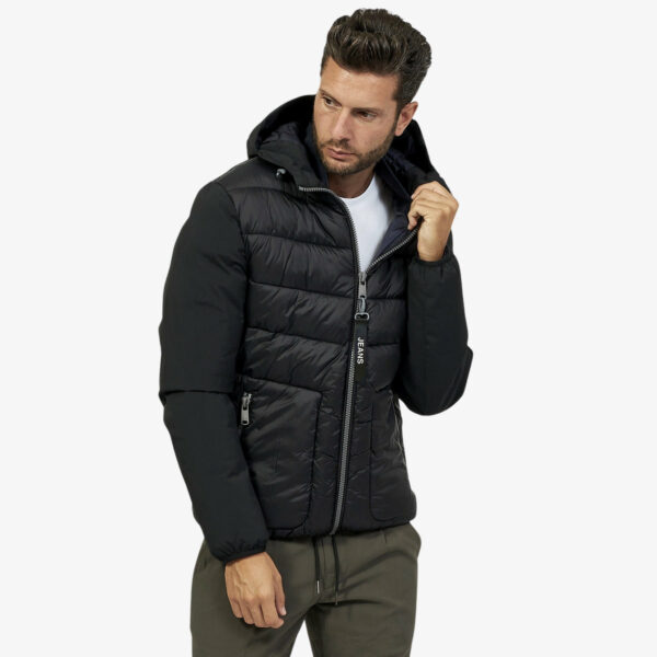 Yes Zee Piumino Full Zip Con Cappuccio Con Maniche In Softshell Nero Uomo48731485307207