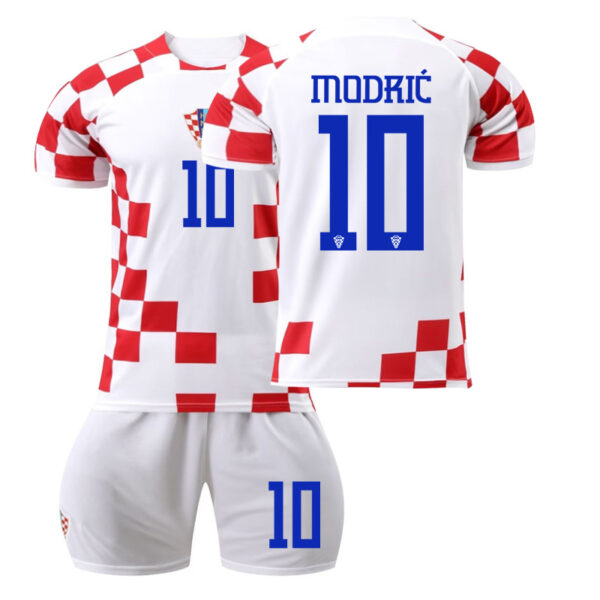 2022-2023 Maglia da calcio da casa per bambini della Coppa del mondo di Croazia n. 10 Modric37140175