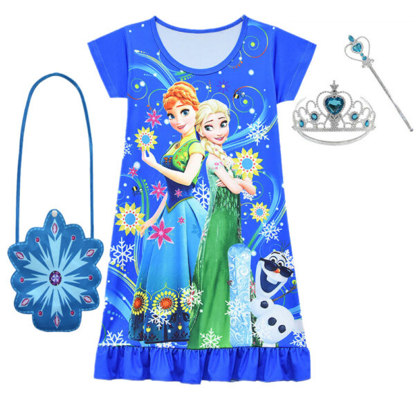 4-6 anni Ragazza Estate Abito a trapezio Gonna al ginocchio Polyester Regolare sciolto Micro elastico modello cartone animato Disney Frozen16028698