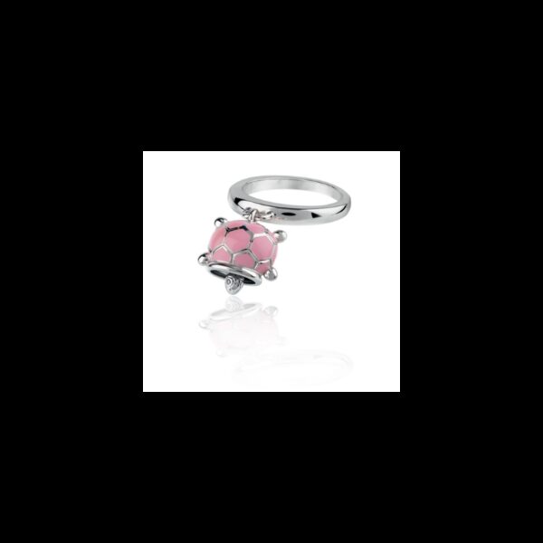 Anello Et Voilà Tartaruga Micro In Argento, Smalto Rosa E Diamante Bianco - Chantecler264242