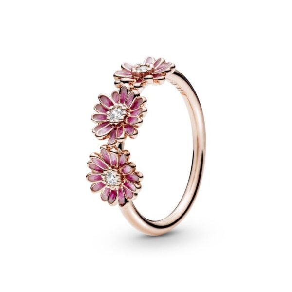 Anello con tre Margherite rosa429949