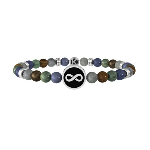 Bracciale In Acciaio 316L Pvd Nero Pietre - Kidult494072