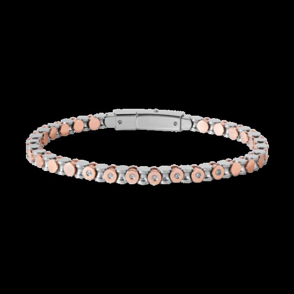 Bracciale in acciaio e PVD rosè con diamanti182878