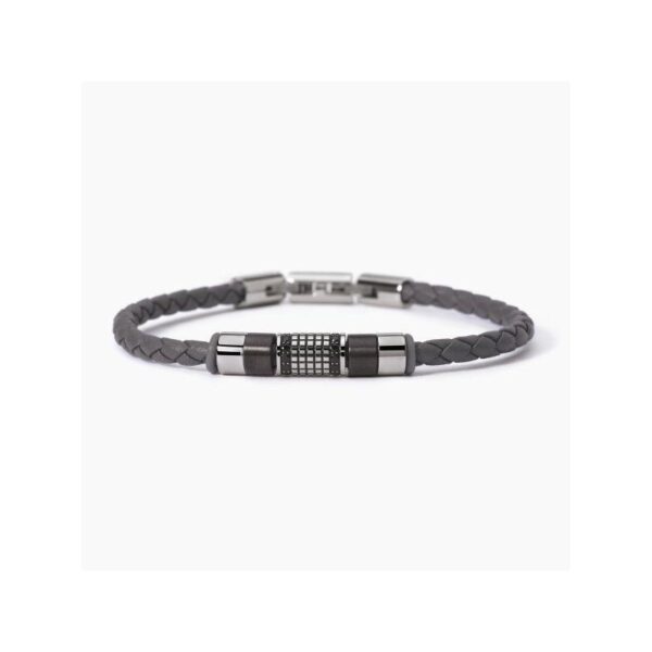 Bracciale In Acciaio 316L Pvd Gunmetal Lab Leather - 2 Jewels464824