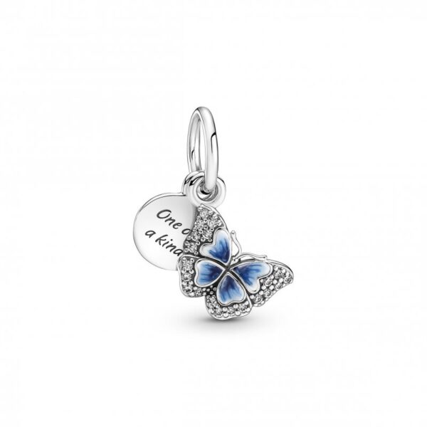 Blue Butterfly & Quote Double Dangle Charm411884