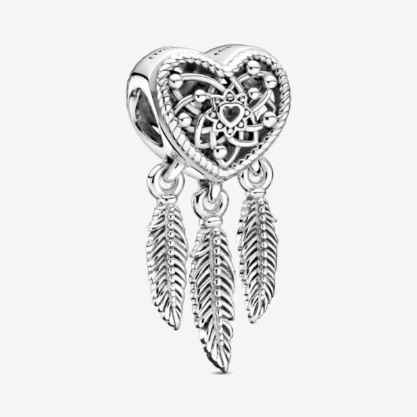 Charm Acchiappasogni Con Tre Piume E Cuore Openwork304124