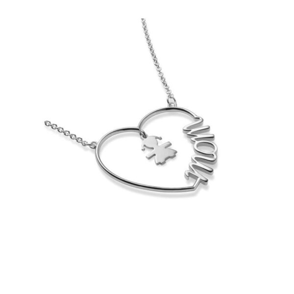 Collana Cuore Di Mamma Con Sagoma Bimba In Argento - Le Bebe'503712