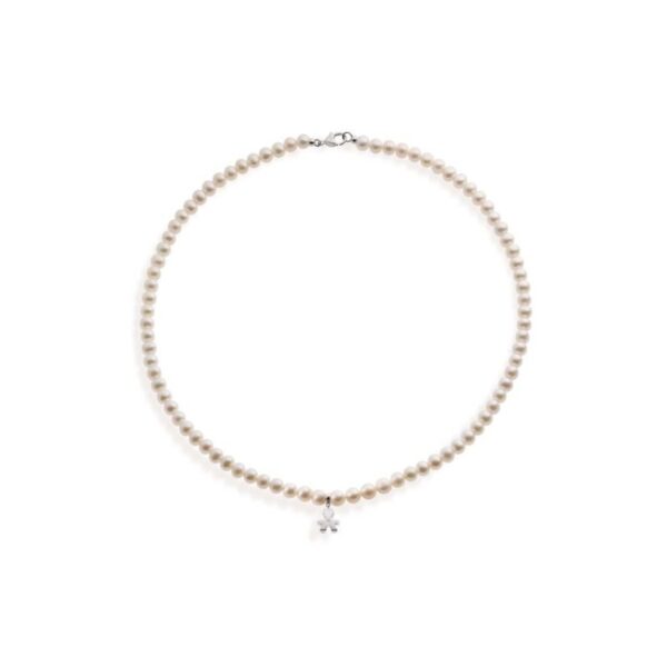 Collana Bimba Oro Bianco Con Perle E Diamante - Le Bebe'473159