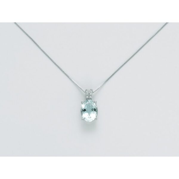 Collana Oro Bianco Diamanti e Acquamarina500225