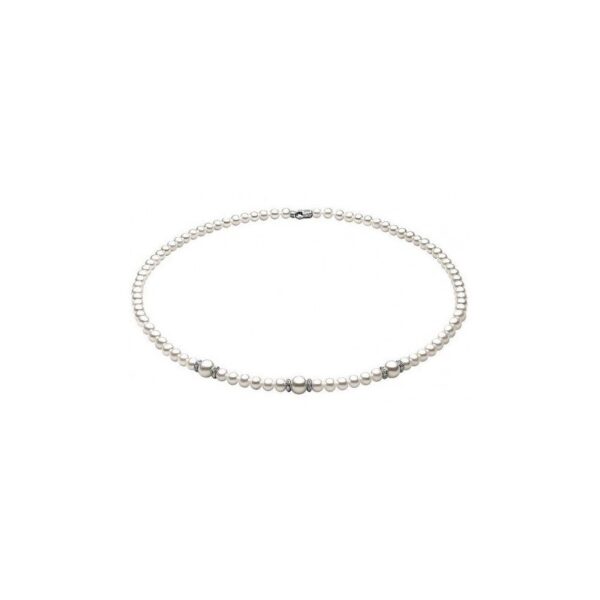 Girocollo In Argento Brunito E Lucido, Diamante, Spinelli Neri518638