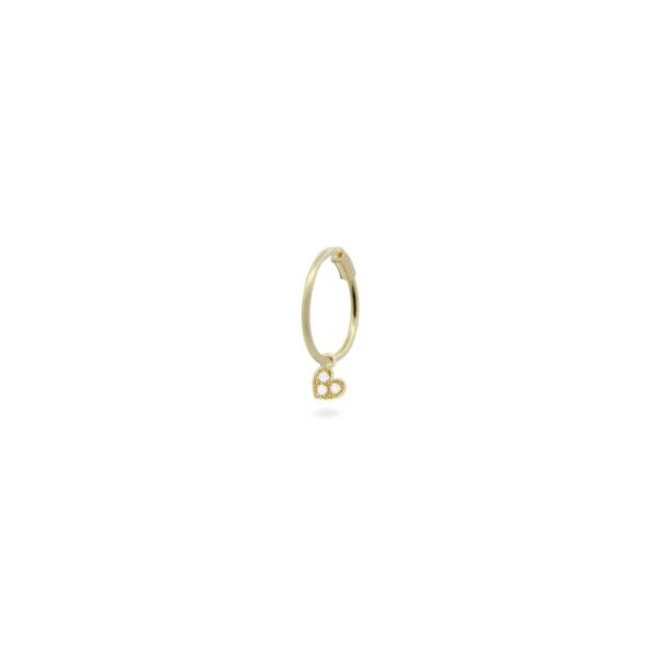 Mono-Orecchino Cerchio Mini Hoop Cuore E Diamanti Lab Grown - Oro18Kt481110