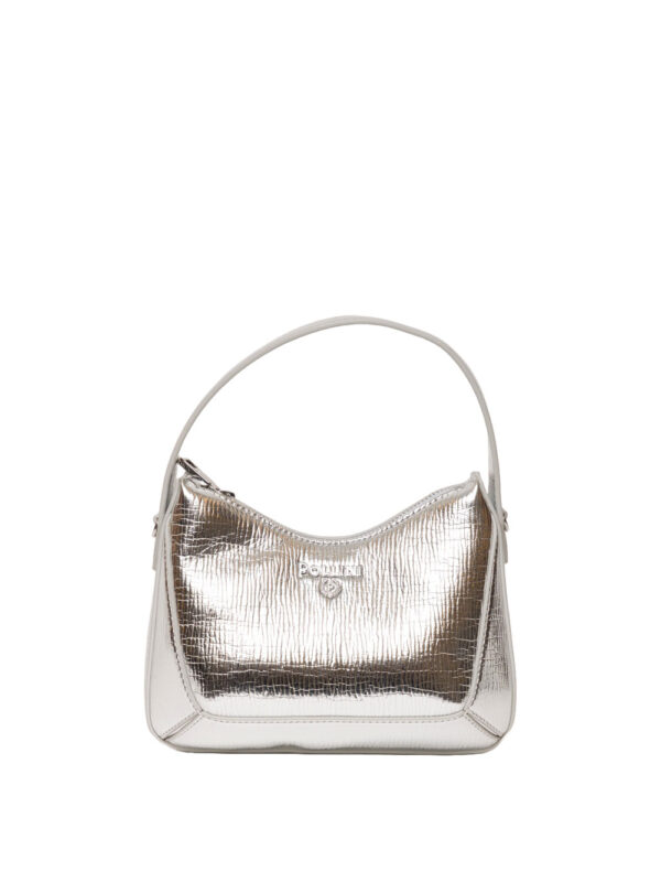 borsa a mano pollini laminated grained da donna - argento5619019