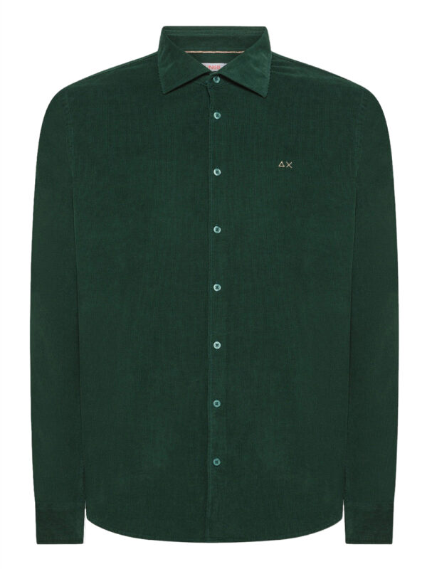 camicia casual sun68 light corduroy da uomo - verde7212443