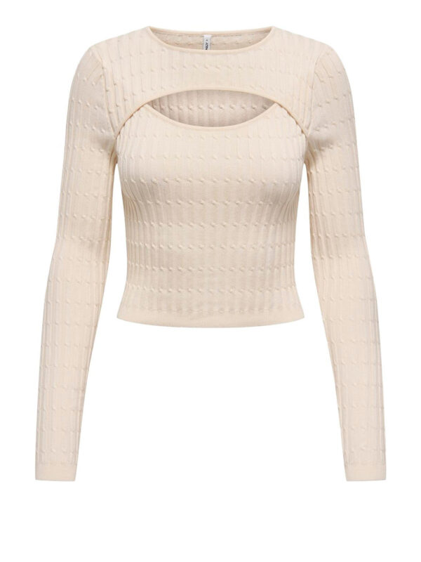 maglia only meddi cable crop da donna - avorio3401789